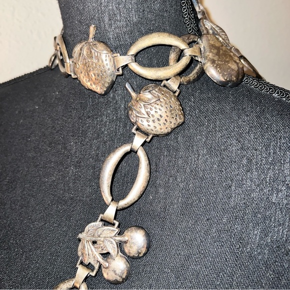 ESCADA Women’s Vintage Apple, Strawberry, Pear, Cherries Brushed Metal Belt - Picture 13 of 16